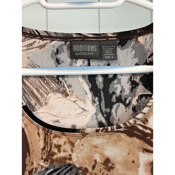 Additions by Chico’s Blouse Size 3 Abstract Floral Print Stretch Tunic - Picture 4 of 8